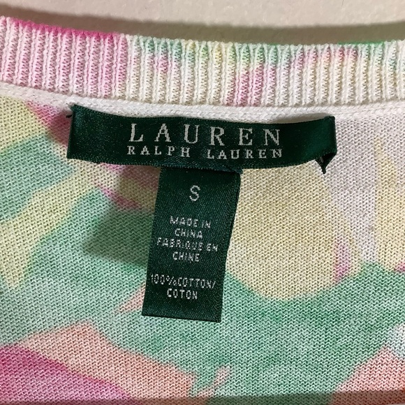 Lauren Ralph Lauren Short Sleeve Multi-color Cardigan Size Small - Picture 4 of 5